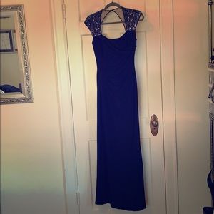 Lauren Evening long navy dress embellished